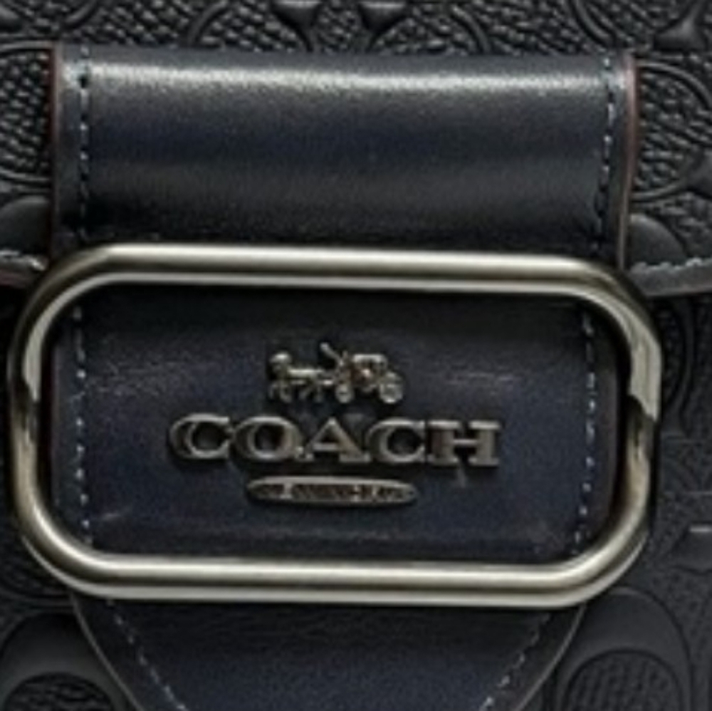 Coach Dark Embossed Leather Shoulder Bag - Picture 5 of 16